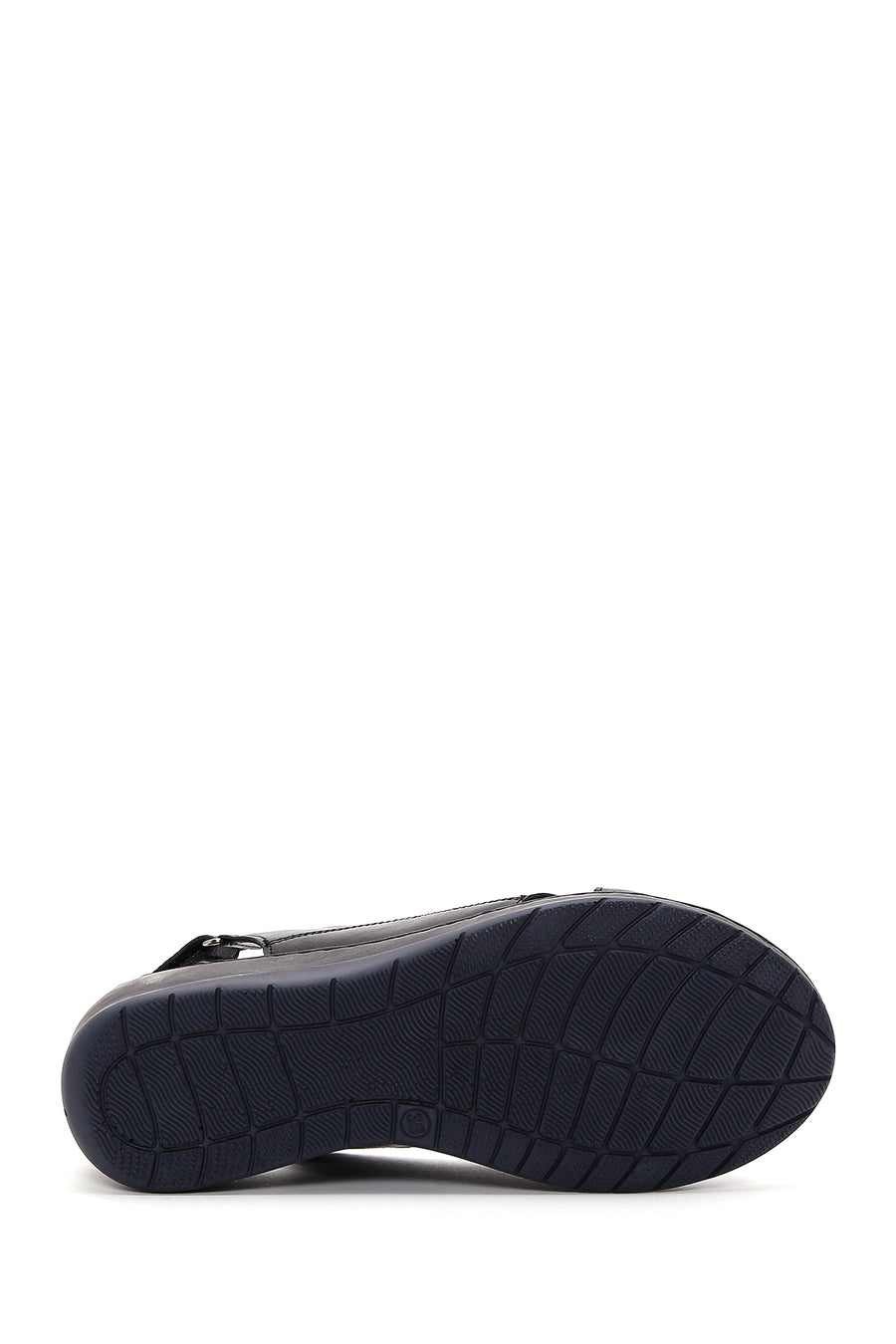 Women's Black Leather Wedge Heel Comfort Sandals