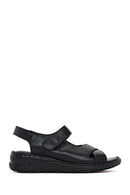 Women's Black Ankle Strap Chunky Sole Leather Comfort Sandals | Derimod