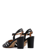 Women's Black Ankle Strap Thick Heeled Sandals | Derimod
