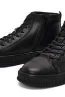 Male Black Lace-Up Zip Closure Leather Sport Boots | Derimod