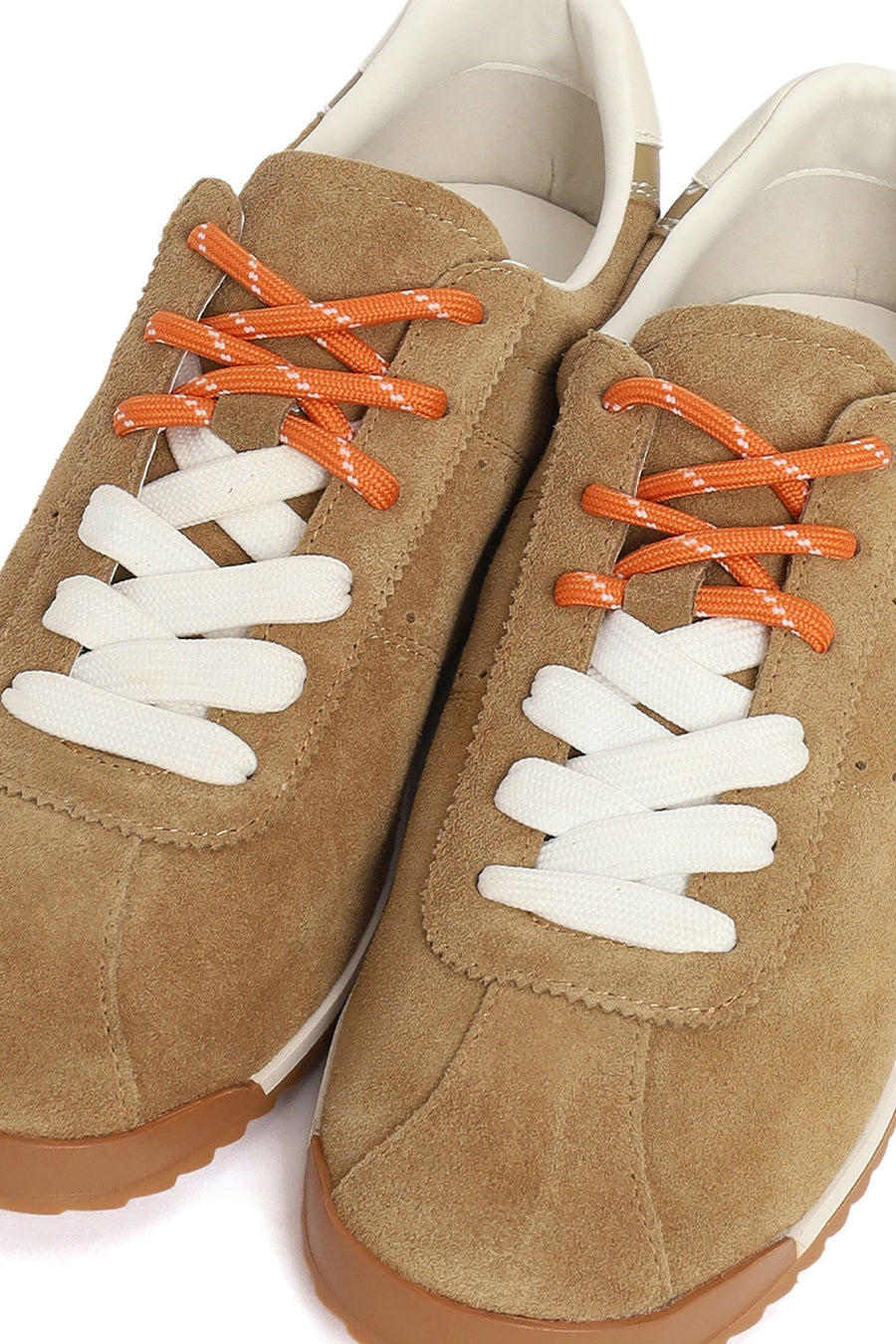 Women's Beige Lace-Up Suede Leather Sneaker
