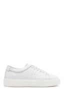Men's White Lace-up Thick-Sole Leather Sneaker | Derimod