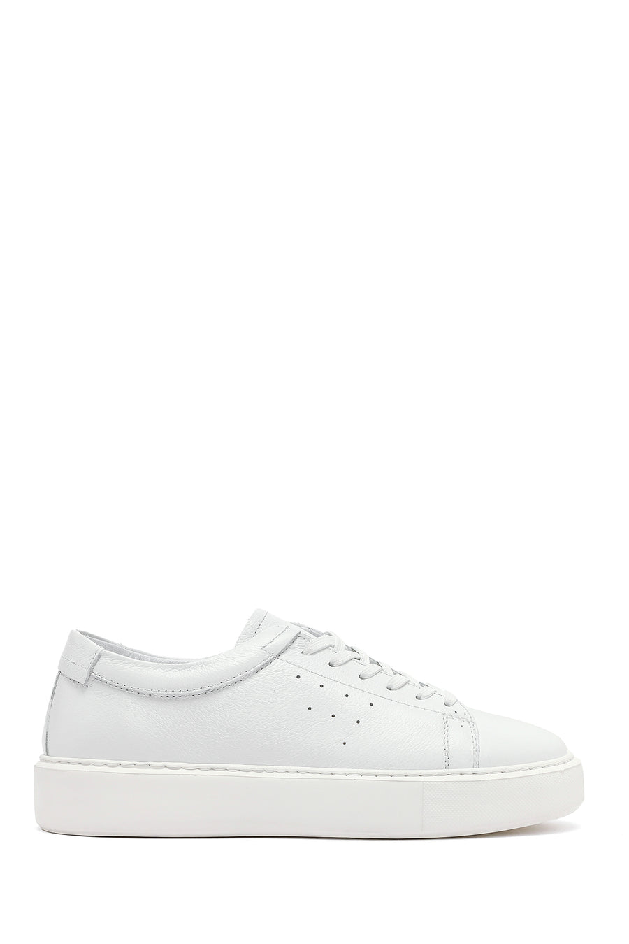 Men's White Lace-up Thick-Sole Leather Sneaker 25SFD7001FT | Derimod