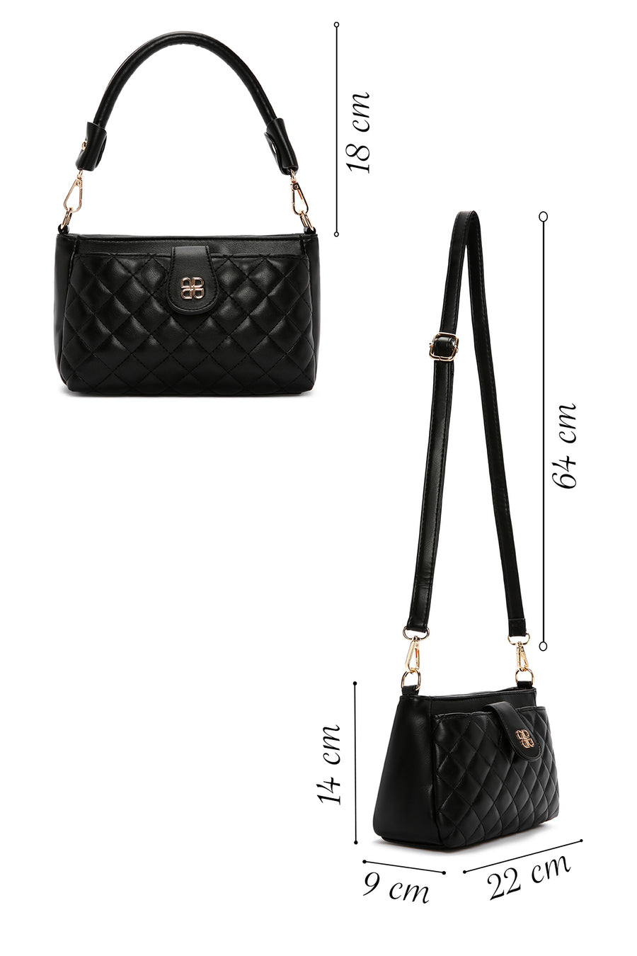 Women's Black Long Strap Quilted Handbag