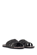 Woman Anthracite Stone-Embellished Slipper | Derimod