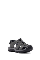 Male Grey Leather Outdoor Sandals | Derimod