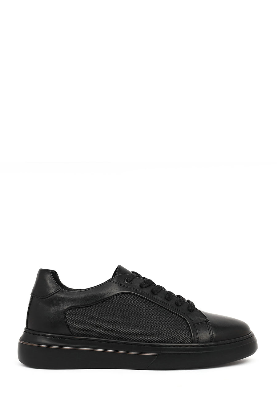 Erkek Siyah Bağcıklı Deri Sneaker 26SFD660918 | Derimod