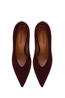 Women Burgundy Thin Heeled Suede Leather Stiletto | Derimod