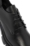 Women's Black Lace-Up Thick Heel Leather Masculine Classic Shoes | Derimod