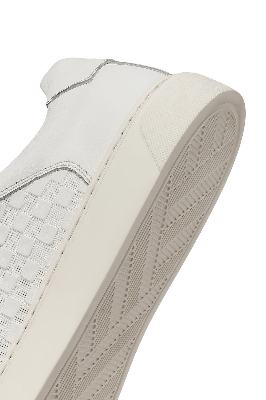 Erkek Beyaz Bağcıklı Desenli Deri Sneaker