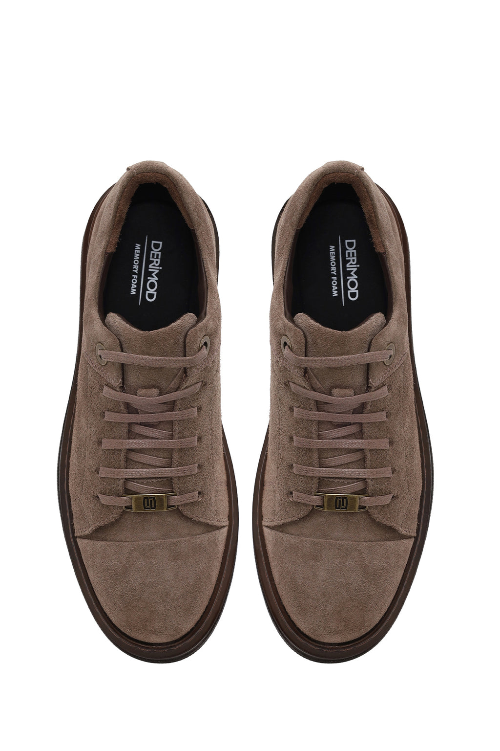 Erkek Vizon Bağcıklı Süet Deri Sneaker