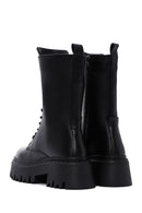 Women's Black Leather Thick Soled Boots | Derimod