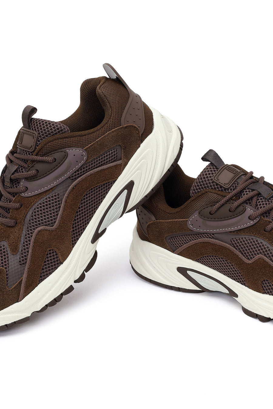 Erkek Kahverengi Bağcıklı Kalın Tabanlı Deri Sneaker