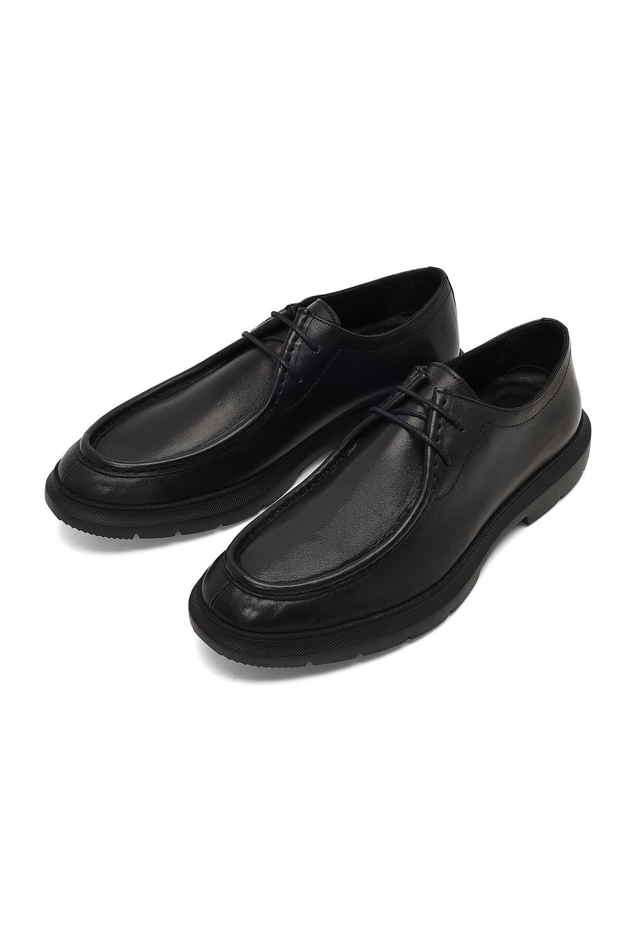 Male Black Lace-up Leather Casual Shoes
