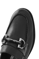 Kadın Siyah Tokalı Deri Maskülen Loafer | Derimod