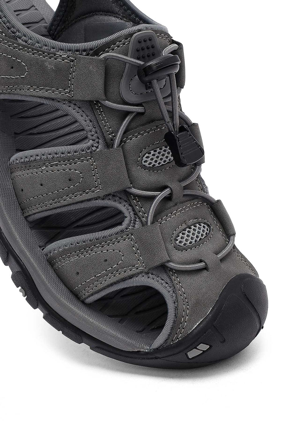 Male Grey Leather Outdoor Sandals