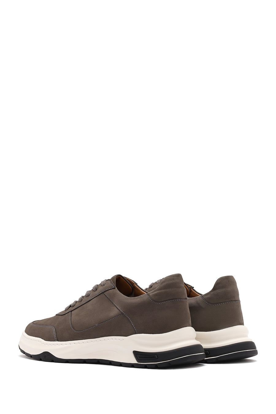 Erkek Gri Bağcıklı Nubuk Deri Sneaker