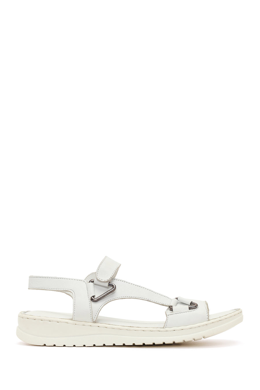 Women's White Leather Comfort Sandals 26SFD340418 | Derimod