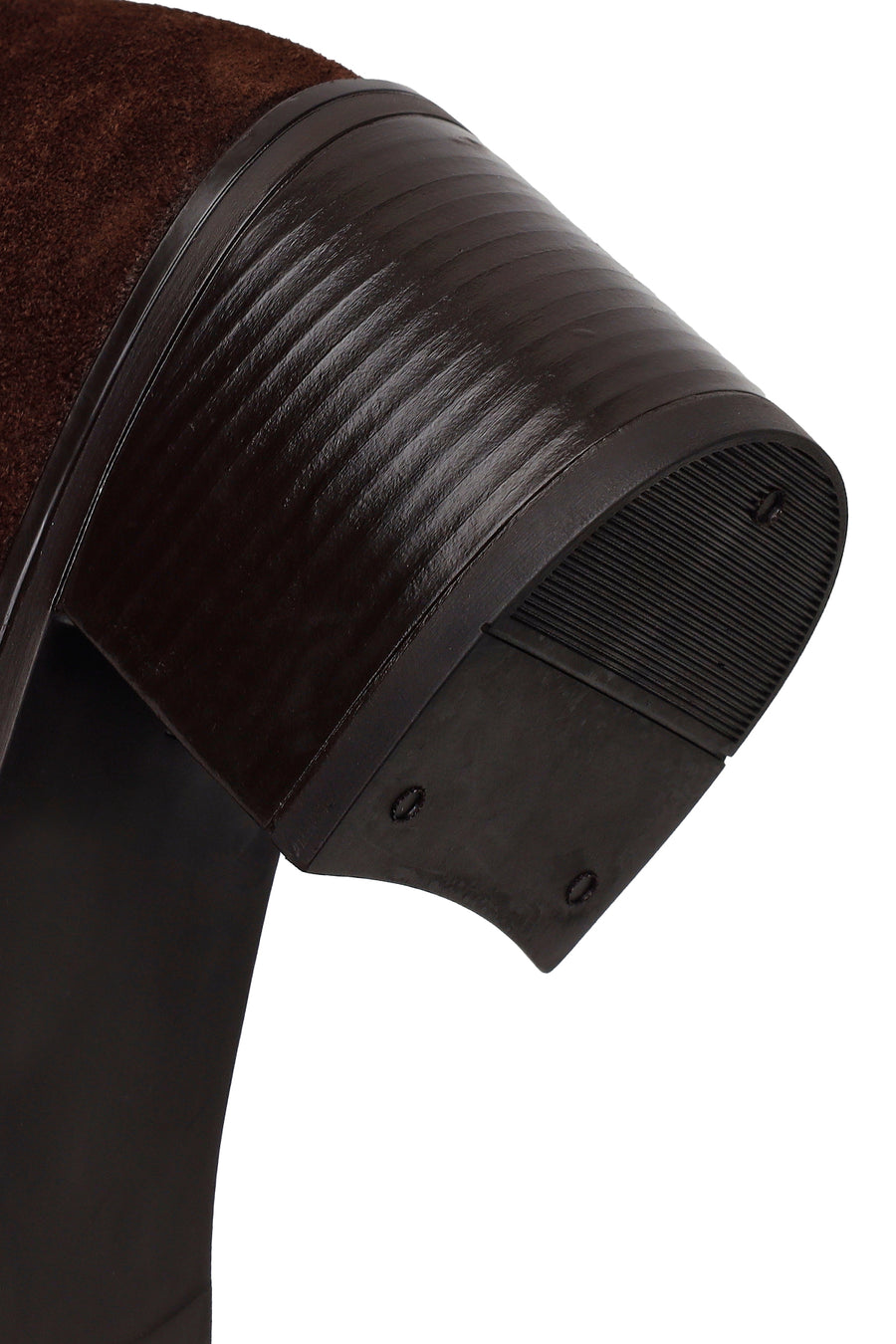 Woman Brown Zip Closure Chunky-Heeled Suede Leather Boots