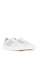 Woman White Lace-Up Leather Sneaker | Derimod