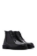 Men's Black Lace-Up Leather Zippered Casual Boots | Derimod