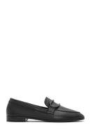 Women's Black Leather Masculine Loafer | Derimod