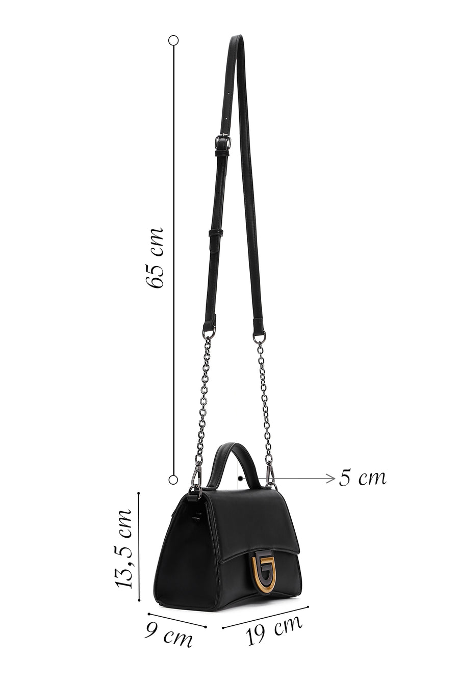 Women's Black Long Strap Handbag
