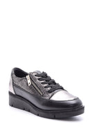 Women's Zipper Detailed Leather Sports Shoes | Derimod