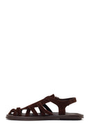 Woman Brown Buckled Suede Leather Sandals | Derimod