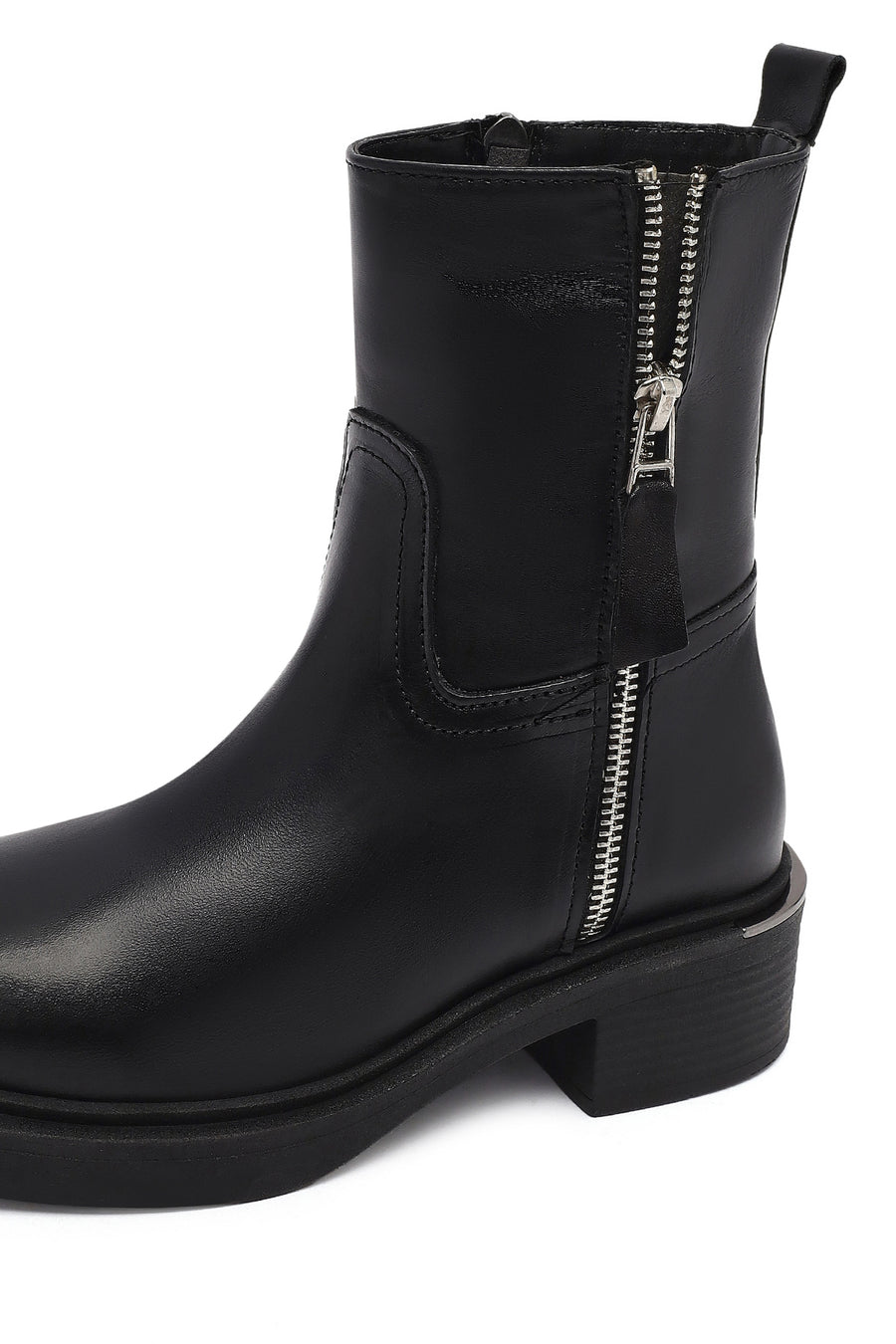 Women's Black Zippered Leather Boots