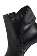 Woman Black Zip Closure Stiletto Heel Leather Boots | Derimod