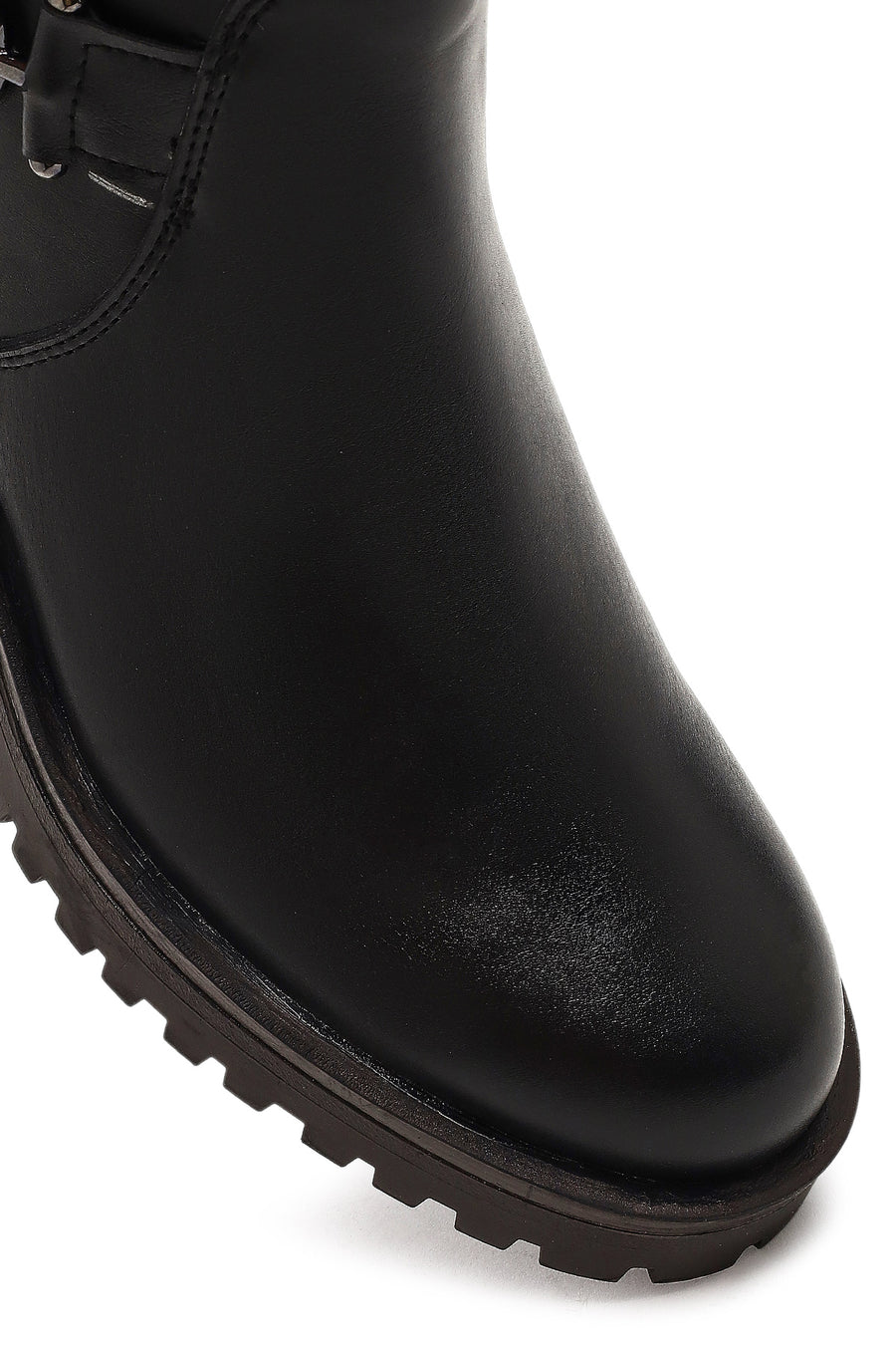 Women's Black Zippered Thick Heeled Boots