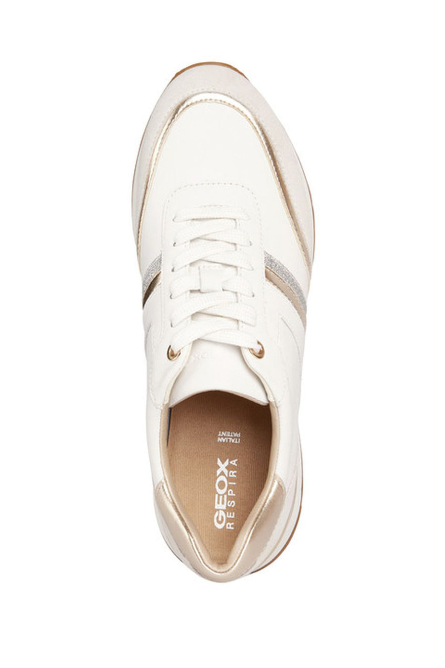Geox Women's White Desya Thick Soled Leather Sneaker