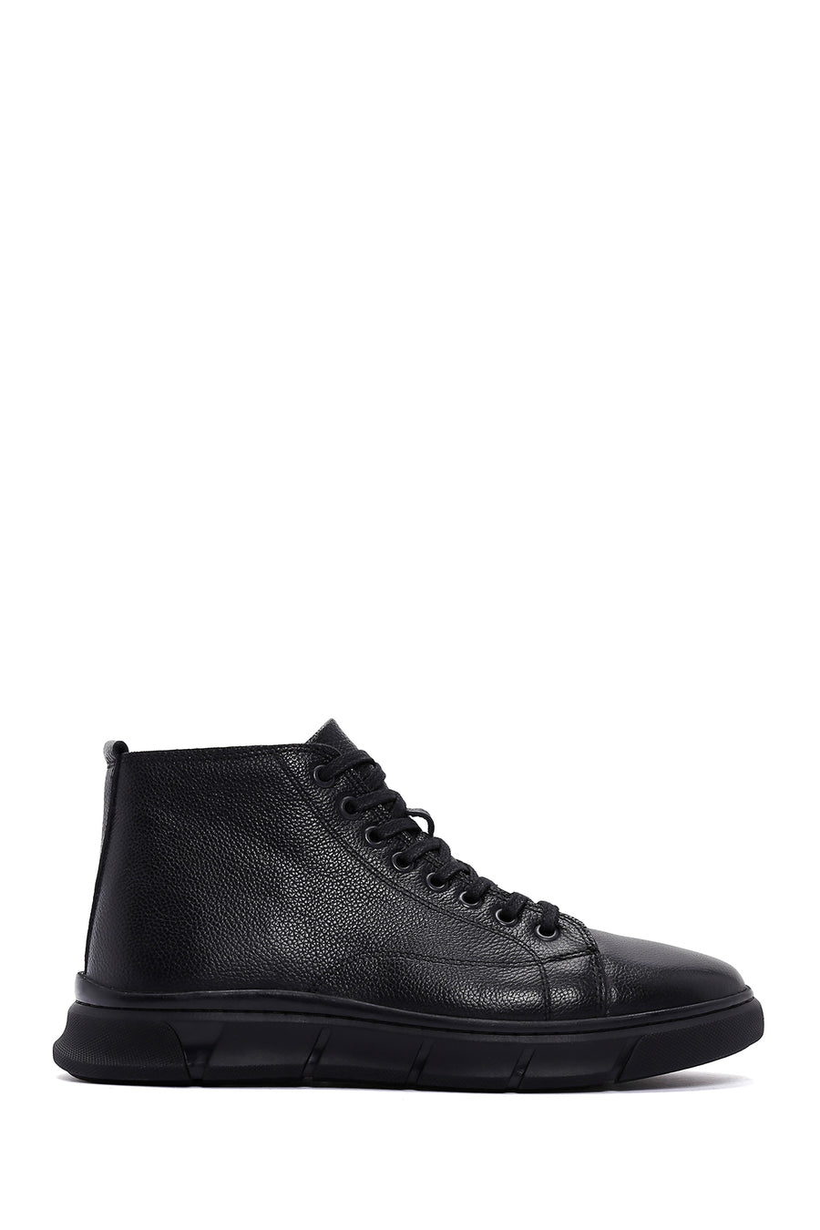 Men's Black Leather High Top Sneaker 23WFD6953FT | Derimod