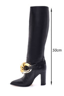 Women's Leather Chain Heeled Boots | Derimod