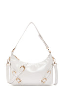 Women's White Long Strap Patent Leather Shoulder Bag | Derimod