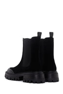 Women's Black Thick Sole Suede Leather Chelsea Boots | Derimod