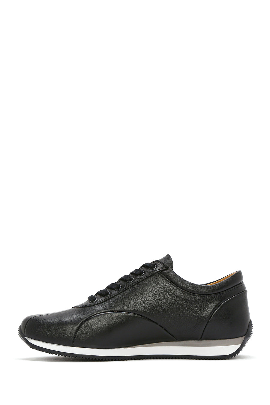 Men's Black Lace-Up Leather Casual Sneaker