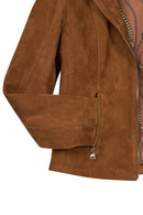 Lara Woman Camel Short Suede Leather Jacket | Derimod