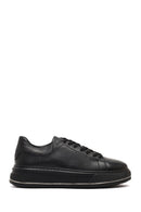 Male Black Lace-Up Thick-Soled Leather Sneaker | Derimod
