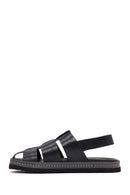 Men's Black Leather Sandals | Derimod