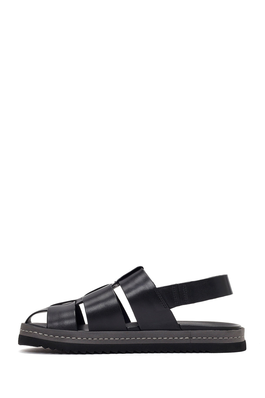 Men's Black Leather Sandals