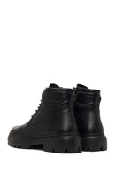 Male Black Zip Closure Leather Combat Boots | Derimod