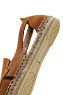 Woman Tan Suede Leather Espadrille Sandals | Derimod