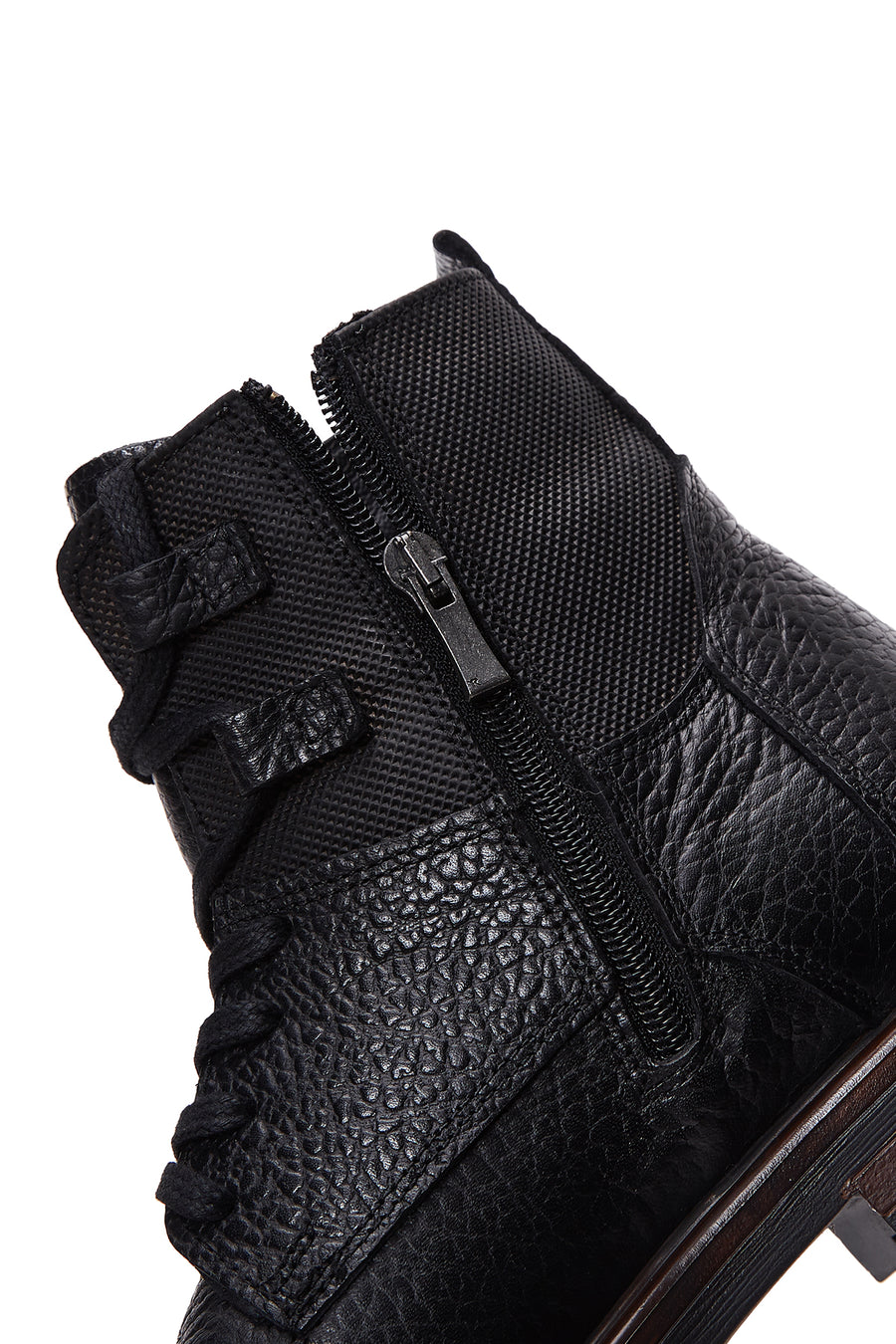 Men's Black Leather Zippered Boots