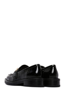 Women's Black Chain Detailed Leather Masculine Loafer | Derimod