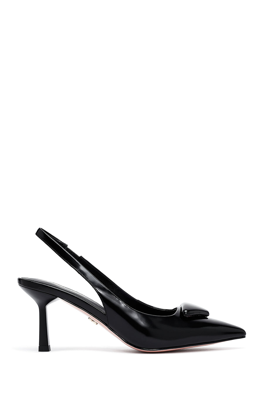 Women's Black Open Back Thin Heeled Leather Shoes 25SFD494122 | Derimod