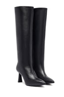 Woman Black Heels Leather Boot | Derimod