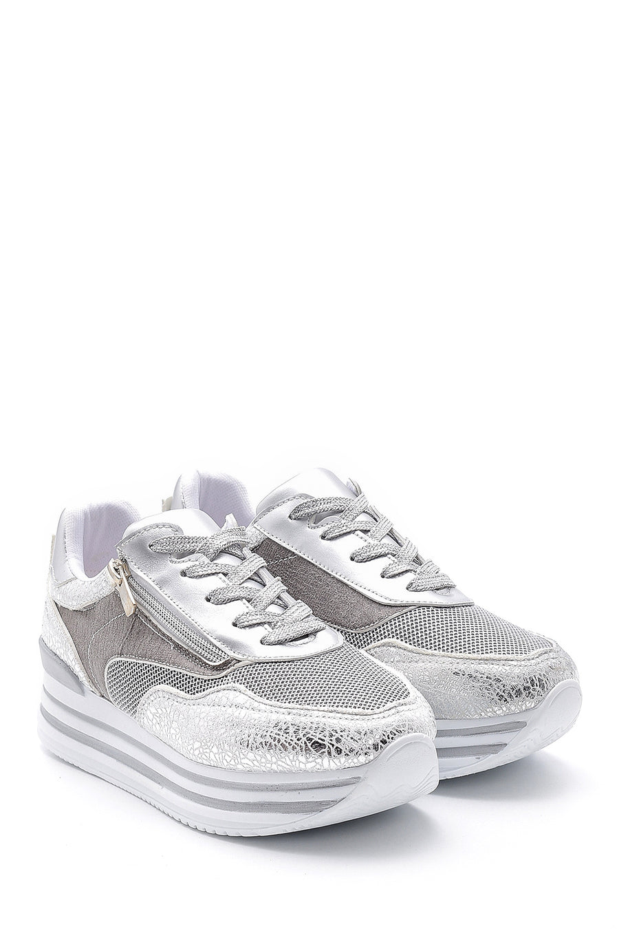 Women's High Sole Zipper Detailed Sneaker