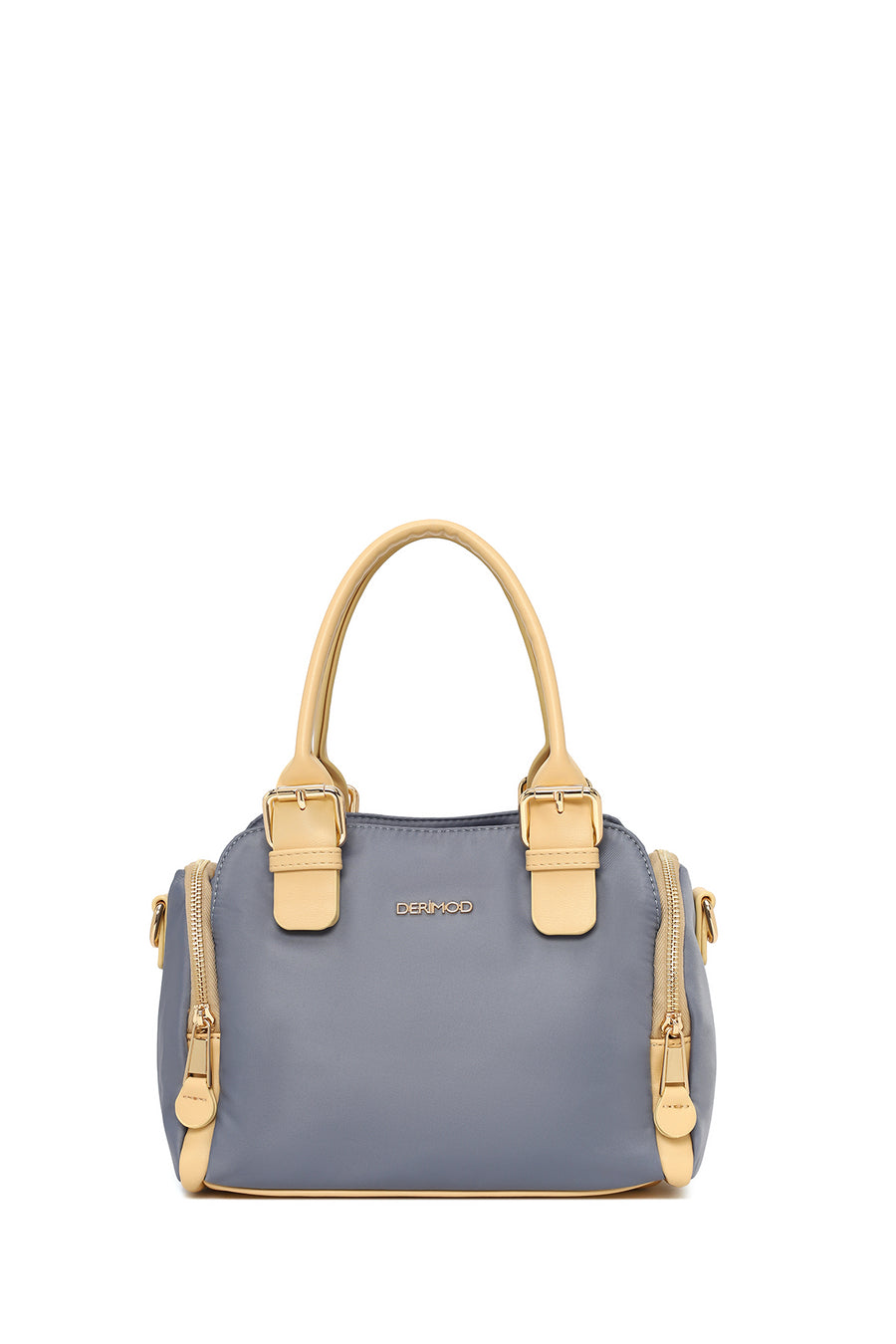 Woman Blue Long-Strap Fabric Shoulder Bag
